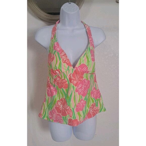 Lilly Pulitzer Other - Lilly Pulitzer Womens Sz S Halter Tankini Swim Halter Top Floral Green Pink